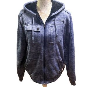 Y2K HELIX Blue Hoodie 
Sherpa Lined 
Zip Up 
Size Unisex Medium 
Casual Look